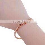 304 Stainless Steel Adjustable Bangles Bracelets Rose Gold Clear Rhinestone thumbnail-3
