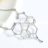 New Fashion Silver Tone Long Link Cable Chain Molecule Chemistry Science Sweater Necklace thumbnail-2