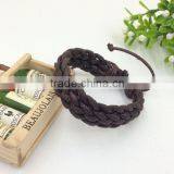 Mens Leather Wax Cord Bracelet Woven Braided Wristband Adjustable Leather Cord Bracelet for Men thumbnail-3