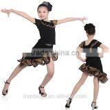 2016 Children Girls Ballroom Performance Latin Dance Skirt Kid Suit Unequal Leopard Dance Dress thumbnail-2