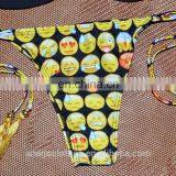 2016 Face Pattern Print Womens Swimsuit Padded Bra Bandage Bikini Swimwear Bikini SET Bathing thumbnail-2