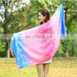 New 100% Cotton Rainbow Sunflower Jacquard Scarves With Tassels thumbnail-4