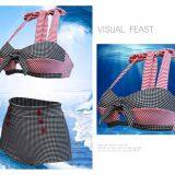 High Waist Plaid Two Piece Swimwear Halter Plus Size Sexy Bikini for Women thumbnail-3