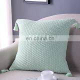 Solid Color Knit Square Cushion Cover Tassel Pillowcase thumbnail-4
