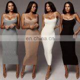 New Women's Contrast Color Strap Sexy Exposed Backpack Hip Slim Dress Women thumbnail-1