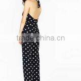 European Fashion Halter Neck Backless Dot Print Women Jumpsuites thumbnail-3