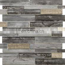 New Arrival Laminated Wooden Look Glass Mosaic