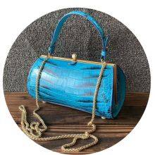 European And American Casual Cylindrical Handbag Horizontal Barrel-Shaped Leather Shoulder Bag Crocodile Leather Diagonal Bag Women thumbnail-2