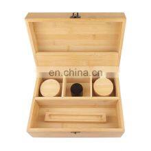 2 Airtight Containers Large Bamboo Stash Box WIth Sliding Rolling Tray thumbnail-2