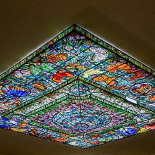 Printed Stained Glass Dome Handcrafted Dia. 4300mm Classique Stained Art Glass Dome Ceiling Tiffany Stained Glass Dome Ceiling