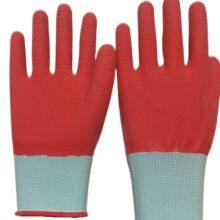White Polyester Thread 13 Gauge Knitted Red Sea Wave Wrinkled Latex Hand Full Coated Safety Work Gloves thumbnail-1