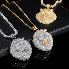 Fashion Animal Lions Men Pendant Necklaces Unisex Hip-hop Copper Cubic Zirconia With Charm Rope Chains thumbnail-1