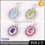 2015 New Design Pave Setting Tourmaline 18k Gold Pendant Necklace thumbnail-5
