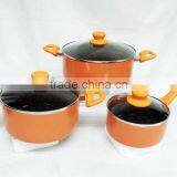 Granite Imitation Ceramic Marble Coating Press Aluminum Casserole With Soft Touch Silicone Painted Handles thumbnail-4