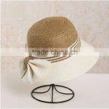 QXSH0010 Summer Paper Straw Hat New Design Butterfly Knot Beach Hat With Ribbon thumbnail-1