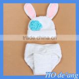 HOGIFT newest baby photography props infant handmade knitting sweater and diaper cover baby Rabbit clothes set