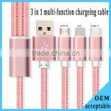 Multi-function Usb Multi Charger Charging Plug USB Data Line Cable 8pins Micro Type c 3 in 1 for IPhone and Android thumbnail-2