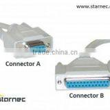 DB9 Female / DB25 Female, 8C, Null Modem Cable, DB9 Rs232 Serial Null Modem Cable