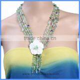 Wholesale Handmade Multi-layer Crystal Bead Fluorite Gemstone Chips Pearl Shell Flower Tassels Long Necklaces GN-DQ048 thumbnail-2