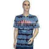 Men's T-shirt Knitted Denim Indigo Blue Tie-washed and Used Effects Embroidery and Prints
