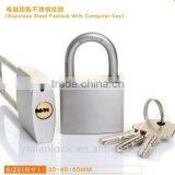 Good Quality Good Price New Short Shackle Computer Key safety stainless steel padlock