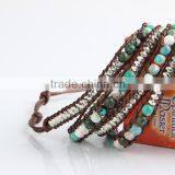 Pure Natural Turquoise Paragraphs Female Winding Bracelet for Men and Women Lovers in Tibet thumbnail-3