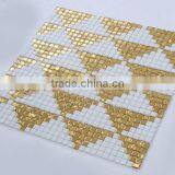 White and Gold Glass Mosaic Tile of Indoor 4mm (PMGA001)