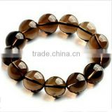 10mm natural smoky quartz smooth round beads stretch bracelets
