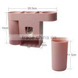 Dustproof Toothbrush Holder Hands Free Toothpaste Squeezer Dispenser With 2 Ringing Mugs thumbnail-2