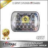 New-5x7in 42W Automotive Truck off Road Sealed Beam Led Headlight Dual Beam With Halo Ring H4 Plug thumbnail-1
