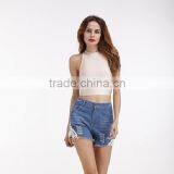 China Suppliers Embroidered Logo Sexy Denim Jeans Women Shorts On Sale thumbnail-1