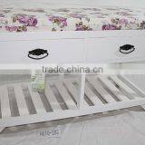 Ornate French Style In Pure White Flower Cushion Shoe Rack With Bench Seat thumbnail-1