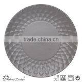 Round Crockey Ceramic Stoneware Emboss Dinnerware Plate thumbnail-3
