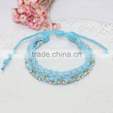 Rhinestone Chain Suede Leather Braided Layered Bracelet Double Strand Velvet Leather Handwoven Bracelet thumbnail-6