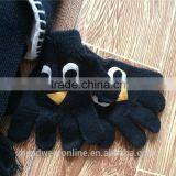 Hot Sell Fashion Embroidery Knitted Hat Suit With Scarf And Gloves thumbnail-2