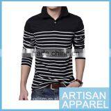 Stripe Long Sleeve Polo Shirt for Men Casual Men's Polo Shirts Full Sleeves Shirt Wholesale thumbnail-1