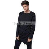 Wholesale Mens Custom Fashion Tee Shirt Extended Longline T Shirt thumbnail-5
