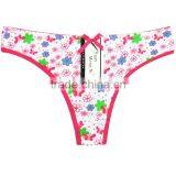 Flower Printing Underwear Breathable Cotton T-back Sexy Thong thumbnail-2