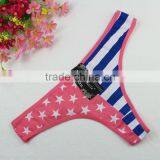 Stock Intimate Cotton National Flag Star Stripe Sey Panties String Lingerie Thongs g String Briefs Underwear Women Girls Summer thumbnail-2
