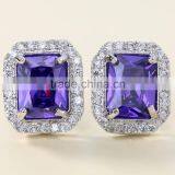 Amethyst Women Purple Zircon Platinum Plated Stud Earring thumbnail-2