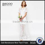 MGOO Sweetheart Bridal Delicate Lace And Pearl Maxi Dress With Short Sleeves Embroidered Dress thumbnail-1