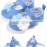 2017 Denim Applique Gauze Flower Shoes for Little Infant 3-12M thumbnail-1