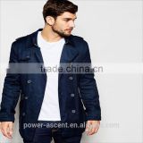 2016 Men's Hot Sale long Button Trench Coat With Belt In Navy