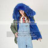 Myfur Luxury High Quality Faux Fur Lining Raccoon Fur Hooded Mini Parka Jackets thumbnail-3