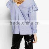 Runwaylover EY2388B 2017 New Style Ladies Fashion Falbala Stripe Blouse thumbnail-4