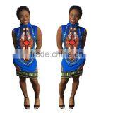 Walson Women Traditional African Print Fitted Dashiki Bodycon Dress thumbnail-2