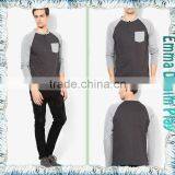 High Quality Custom Design Mens Long Sleeves Contrast Color O-Neck T Shirts thumbnail-5