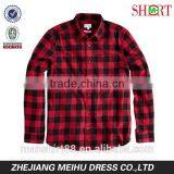 100% Cotton Red / Black Flannel Plaids Shirt for Men thumbnail-1