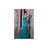 Luxurious Strapless Mermaid Chiffon Womens Party Dresses Long Prom Gowns With Beads thumbnail-1