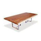 High End European Style Dining Table Ash Veneer Panel With Metal Legs